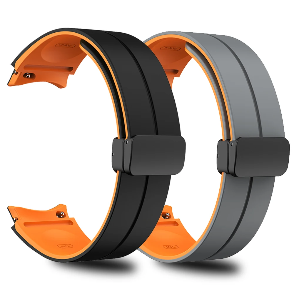 Dwukolorowy silikonowy pasek z klamrą magnetyczną do Samsung Galaxy Watch 6 5 Pro 4 Classic Band Replacement Bracelet 47mm 45mm 44mm 40mm