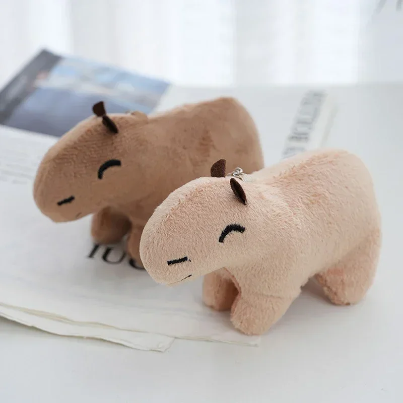 Simulation Capybara Plush Pendant Toy Stuffed Animals Keyring Keychain Soft Fluffy Capybara Doll Bag Car Key Pendant Accessories