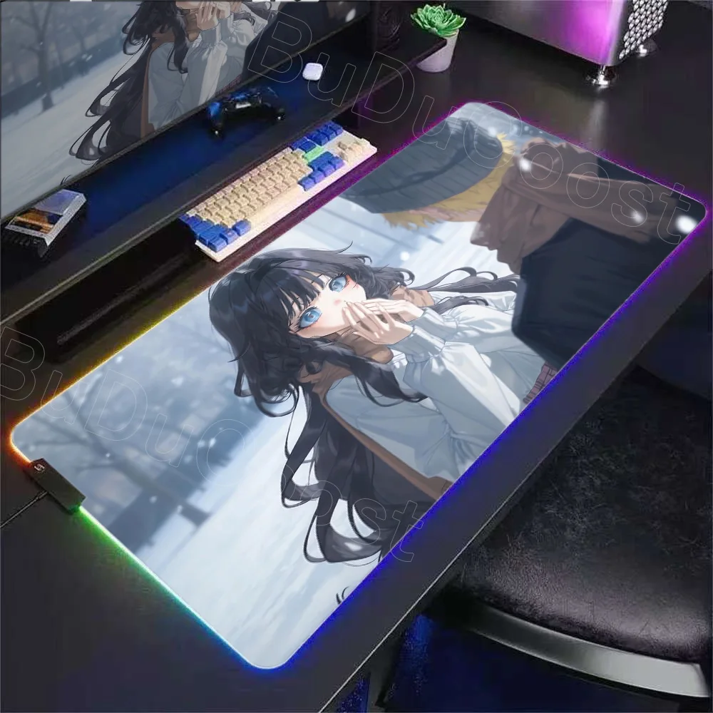 900x400 مللي متر لعبة اكسسوارات حصيرة لوحة المفاتيح أنيمي زهرة عطرة تزهر مع كرامة RGB ماوس الوسادة لطيف Kaoruko Waguri ماوس