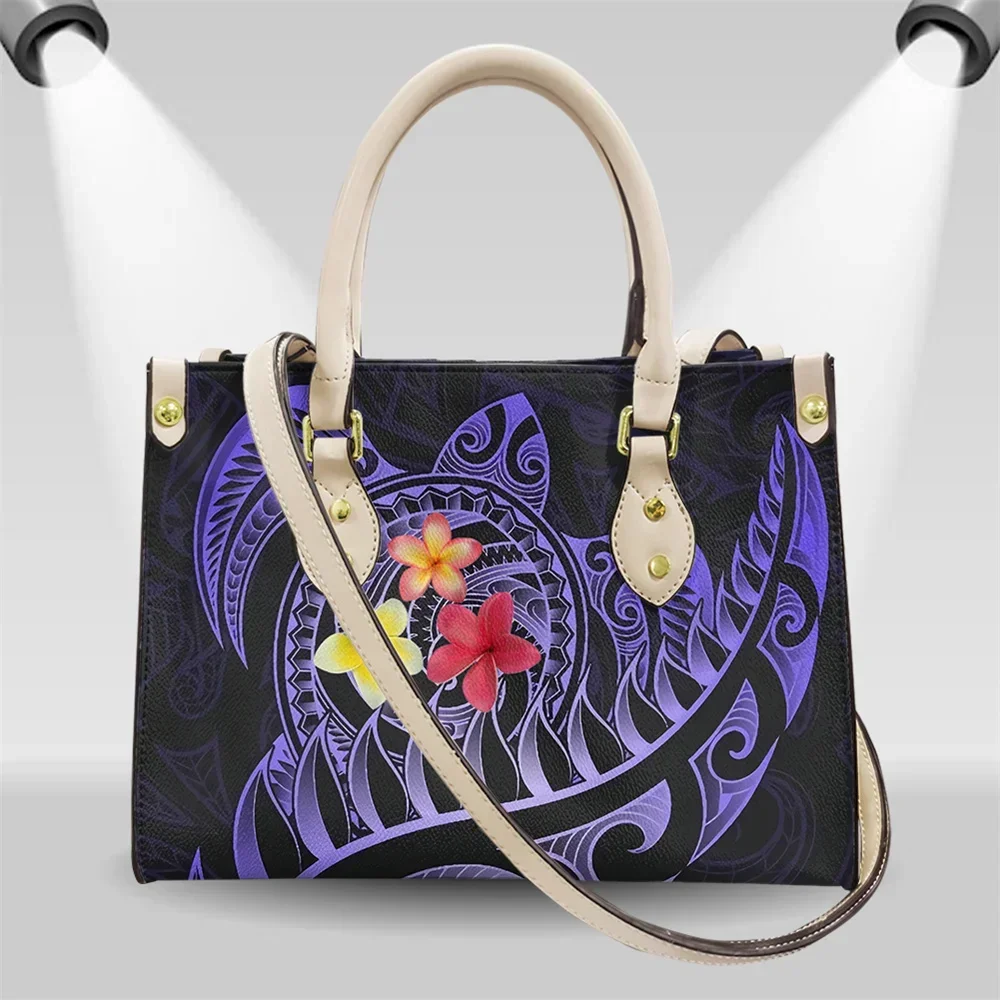 Polynesian Hawaiian Aotearoa Maori Turtle Silver Fern Print Women Top Handle Bags Casual Lady Crossbody Bag Clutch Sac Femme