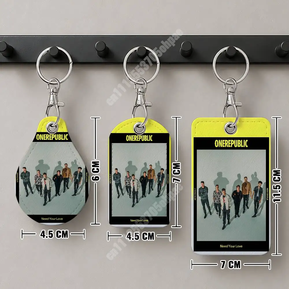 O-OneRepublic Counting Stars Need Your Love Leather Keychain Card Holder for Airtag & Access Cards Modern Bus Pass
