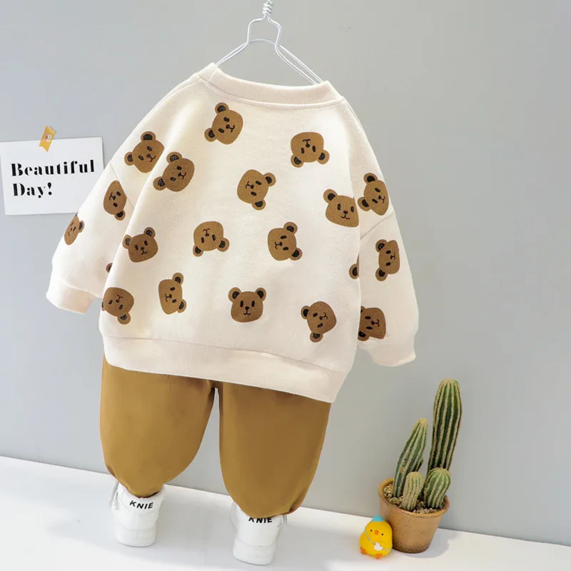 New Autumn Baby Clothes For Boys Children Girls Cute Cartoon T-Shirt Pants 2Pcs/Se Toddler Casual Costume Infant Kids Tracksuits