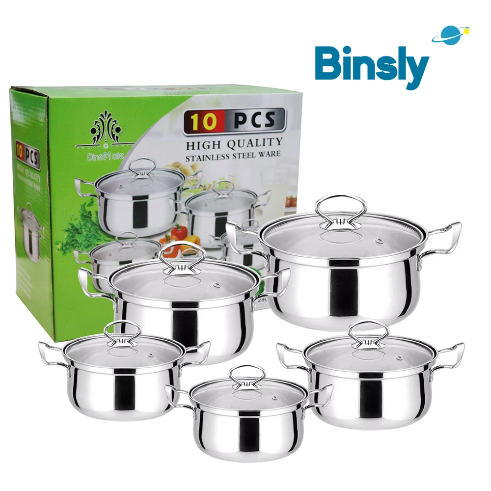 Utensilios de cocina gruesos de 10 piezas, juegos de utensilios de cocina antiadherentes de acero inoxidable, juego de ollas de cocina de Metal moderno para uso en cocina