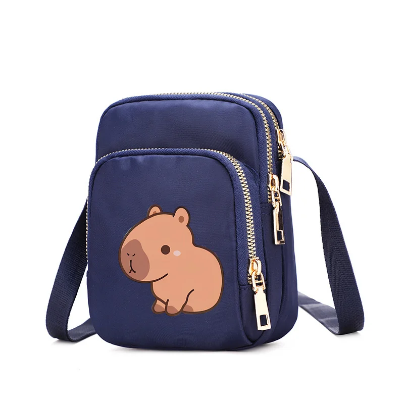 Cute Capybaras Nylon Women's Bag Zipper Crossbody Bags Mobile Phone Ladies Travel Women's Handbag Wrist Female Casual Pouch Bags