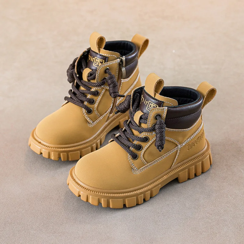 

Children's Yellow Boots 2025 Autumn/Winter New Style Boys' Warm Boots Runway Street Style Little Boys' Short Boots