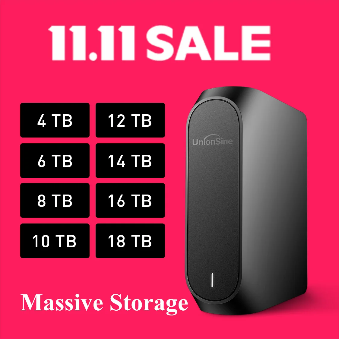 

UnionSine 6/12/18TB Large Capacity HDD - Type-C High-Speed for 4K TV Recording/Creator Storage/Gaming | 7200RPM Desktop Drive