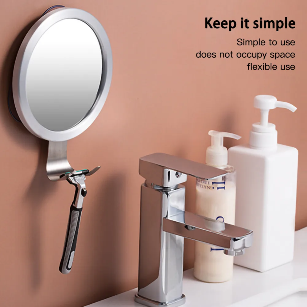 

Powerful Suction Cup With Shaver Holder Bathroom Anti-fog Mirror Bath Shower Mirrors Wall Mounted Make Up Man Shaving Mirror