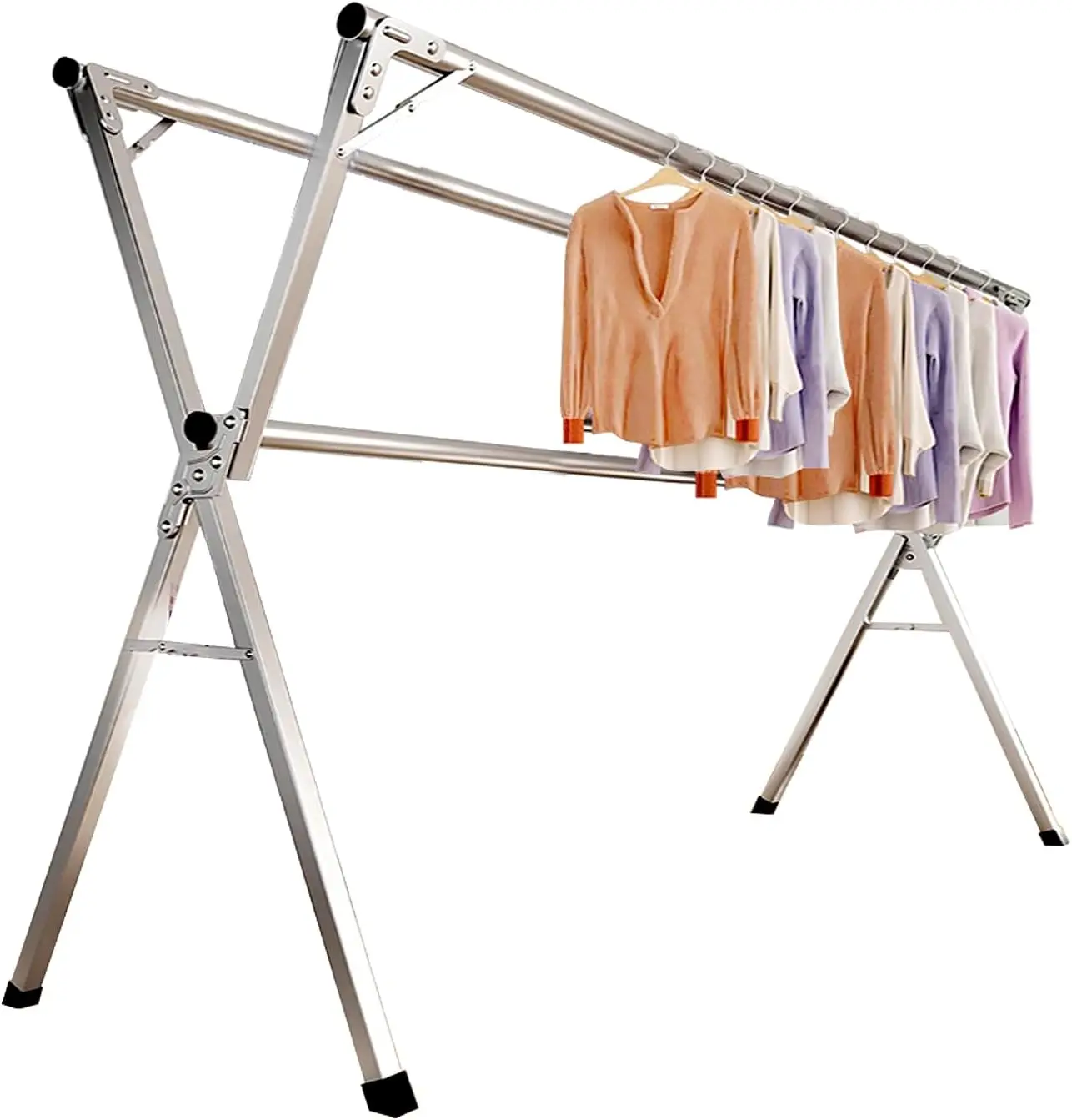 

Clothes Drying Rack for Laundry Foldable Free of Installation Adjustable Stainless Steel Garment Rack