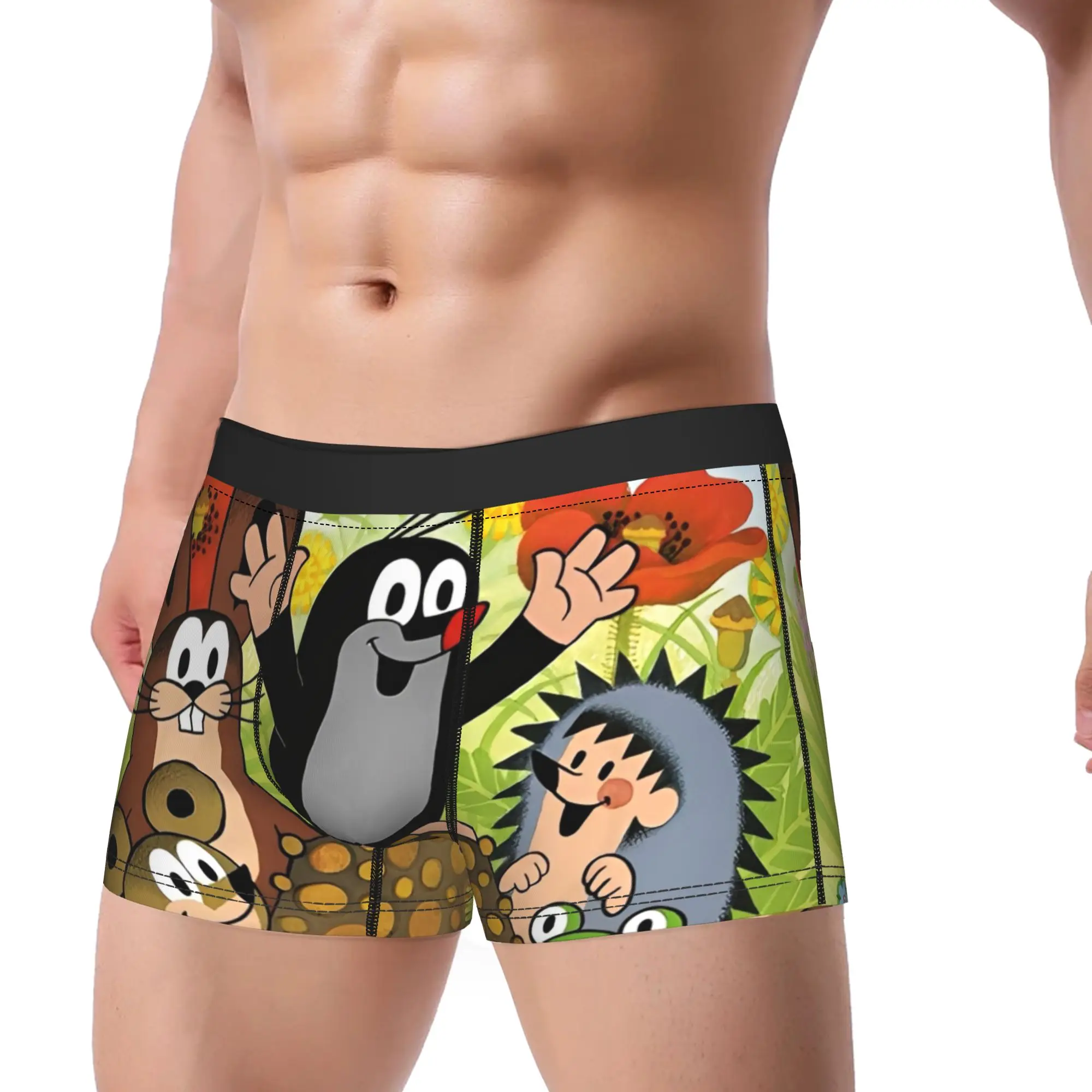 Man's The Little Mole Cartoon Animal Boxer Shorts,Ultra Soft  Underwear Breathable Panites