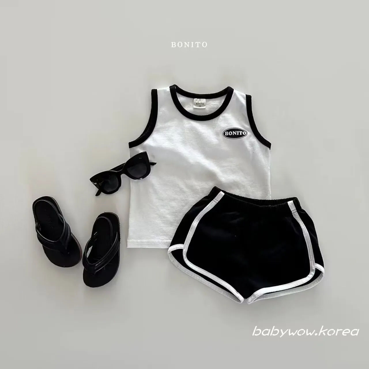 2024 new summer Korean version baby pure cotton sports casual vest shorts two-piece set  T Z 2 4 0 4 0