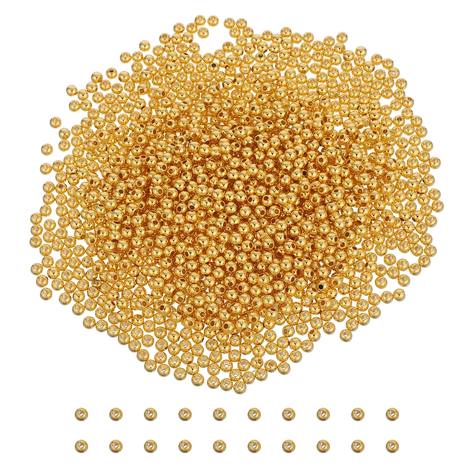 

2000Pcs Golden Round Loose Spacer Beads Smooth Plastic Spacer Beads for Bracelet Necklace Jewelry Making DIY Craft