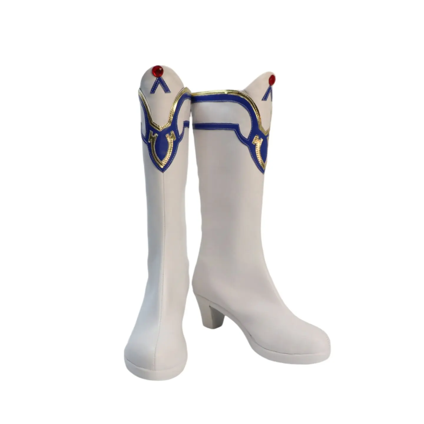 Anime Magical Girl‌ Fontaine Starlight Cosplay Shoes White High Heels Long PU Leather Boots For Halloween Carnival
