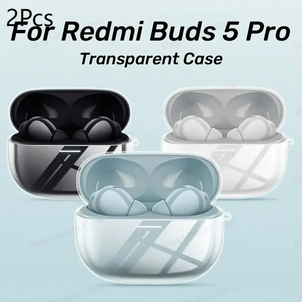 

2pcs Protective Case For Redmi Buds 5 Pro Transparent Anti Scratch Soft TPU Earphone Cover For Redmi Buds5 Pro Accessories