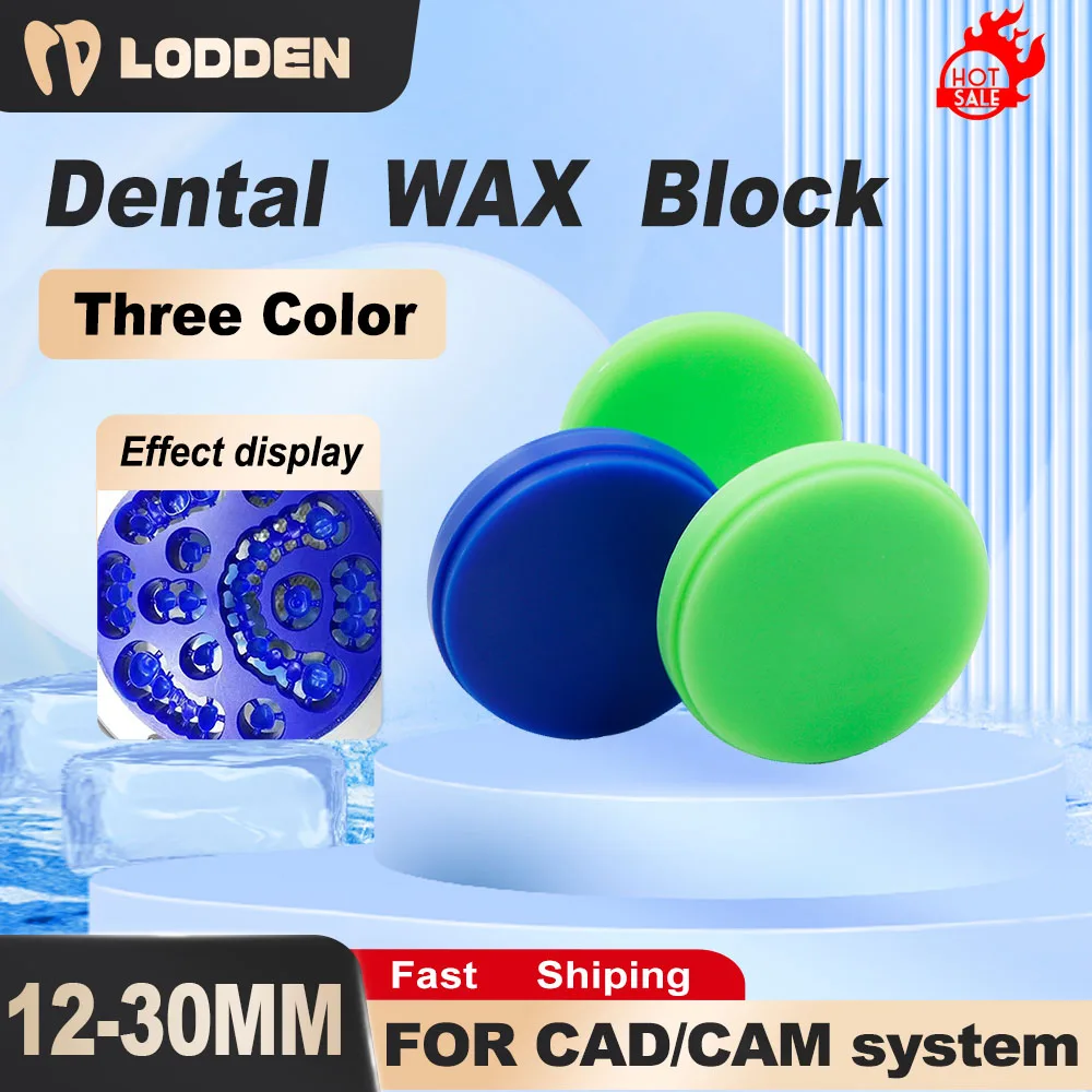 Lodden Dental WAX Dics Block Carving 98mm*10-30mm Dental Lab Denture Materials Dentist Materials For CAD CAM High-Quality