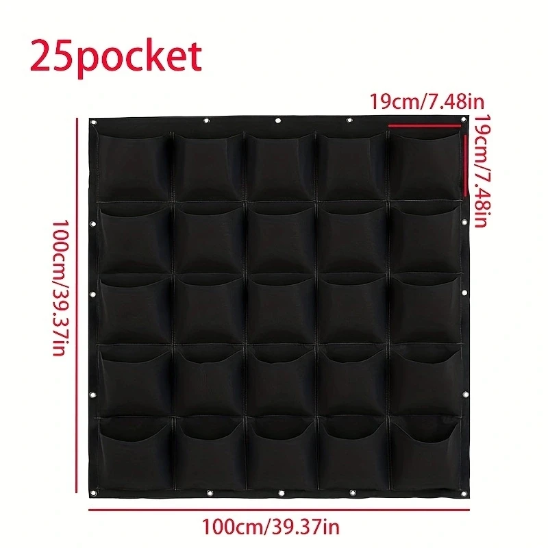 Multi-pocket Planting Bag Felt Vegetable Fruit Flowers Grow Bags for Plants Hanging Vertical Home Garden Black Plant Seeding Pot