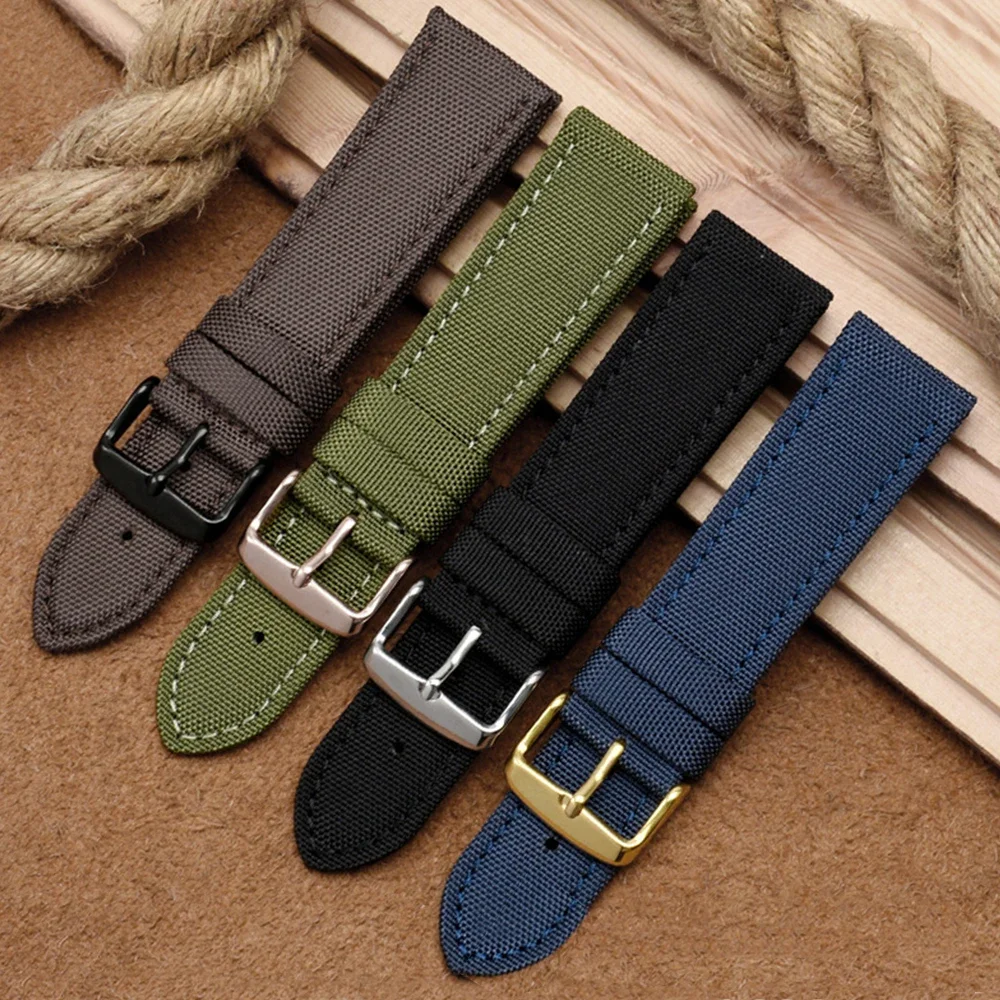 Canvas Nylon Watch Band Men Diving Waterproof Universal Wrist Bracelet for Omega Seiko Citizen Tissot Strap 18mm 20mm 22mm 24mm