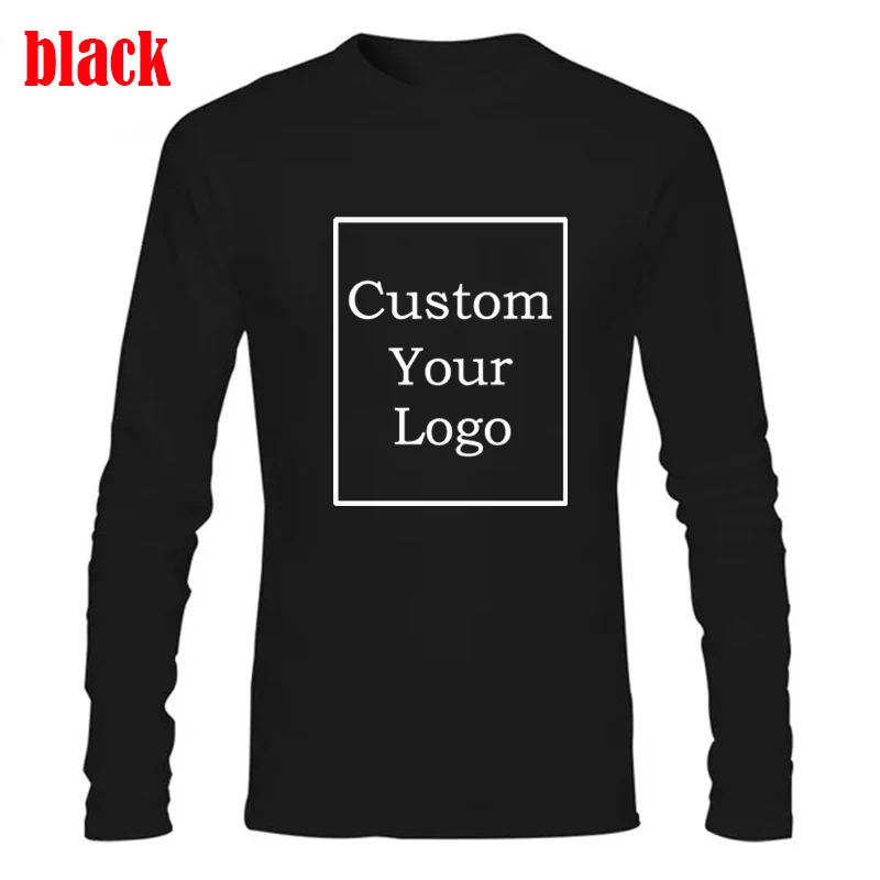 Men Long Sleeve Fitness T-Shirt Round Neck Harajuku Casual Custom Logo Tops Printing Pullover Base Solid Clothes DropShipping