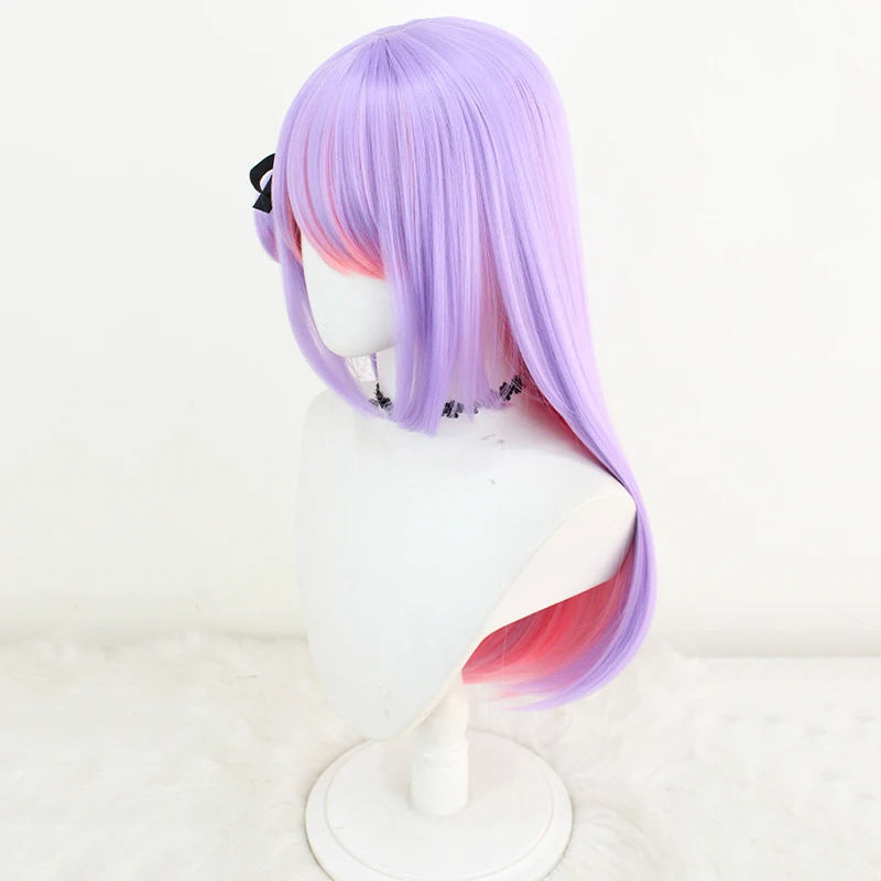 Peluca de Cosplay de Anime VTuber Tokoyami Towa para mujer, peluca sintética resistente al calor de pelo largo morado Lolita, accesorio de Halloween