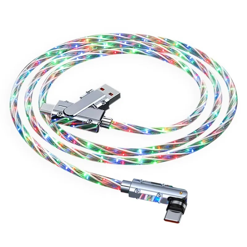 Light Up Type C Charger Cord,1M 3D Fast Charging RGB Cable 120W Breathing Light 66W Type C,USB A/C Data Cable For Samsung Huawei