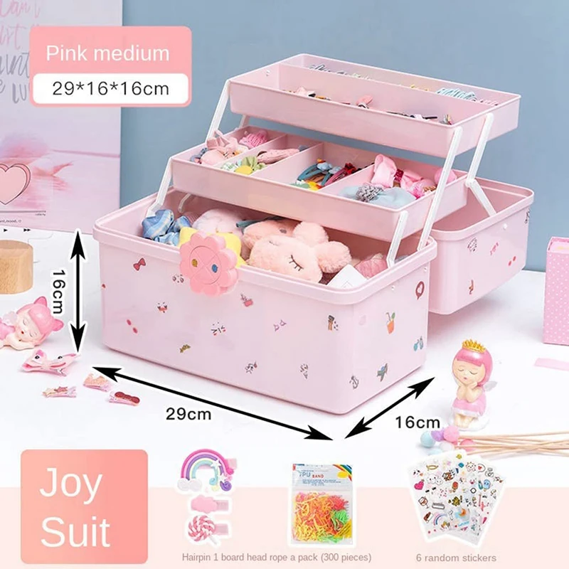 Children\'s Hair Accessories Storage Box Baby Head Rope Hairpin Rubber Band Head Jewelry Dressing Cute Girl Jewelry Box