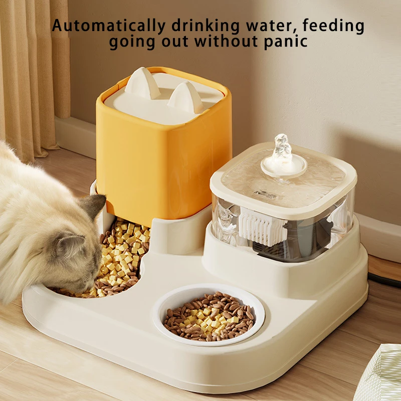 

Pet Cat Bowl Cartoon Feeding Water Fountain Large Capacity Cat And Dog Universal Tableware Supplies