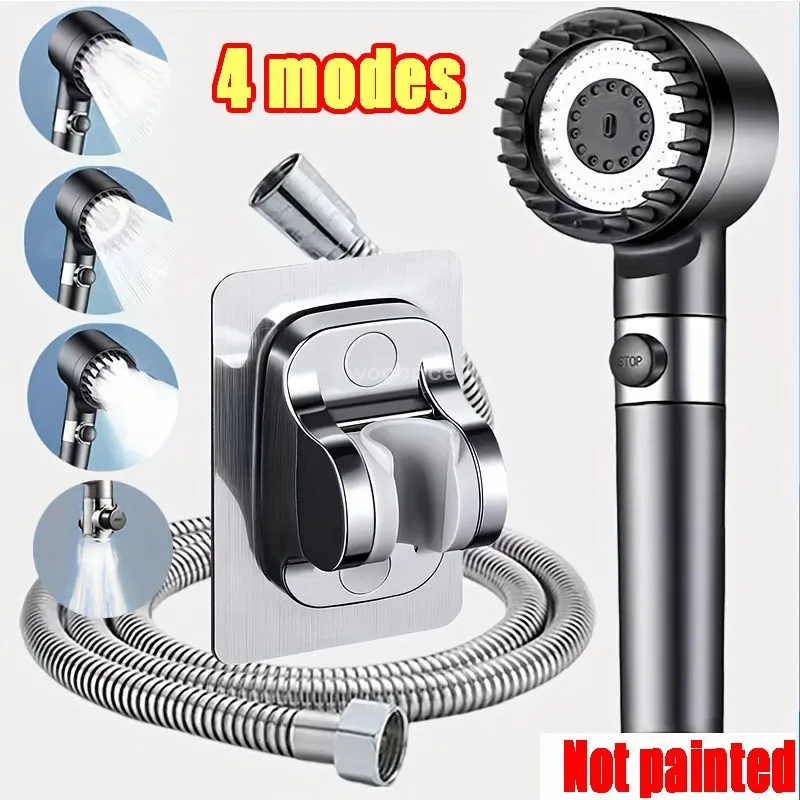 

Shower Head Filter 4-mode Rain Shower Head Adjustable Tap Head for Shower Spray with Massage Brush Rain Faucet Bathroom Items