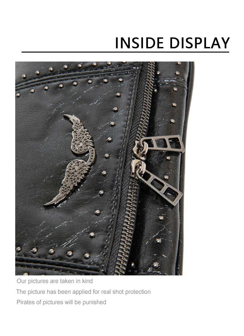 Bolso Bandolera Tipo Sobre Pequeño para Mujer 2026, Bolso de Hombro Casual de Cuero Encerado Negro Suave con Cadena de Remaches Plateados