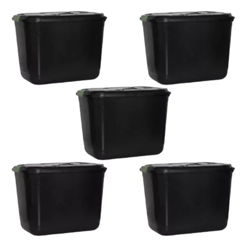 

5 Boxes Organizer Practical 10 Liters Black Stackable Boxes, Boxes and Baskets Decorative Boxes