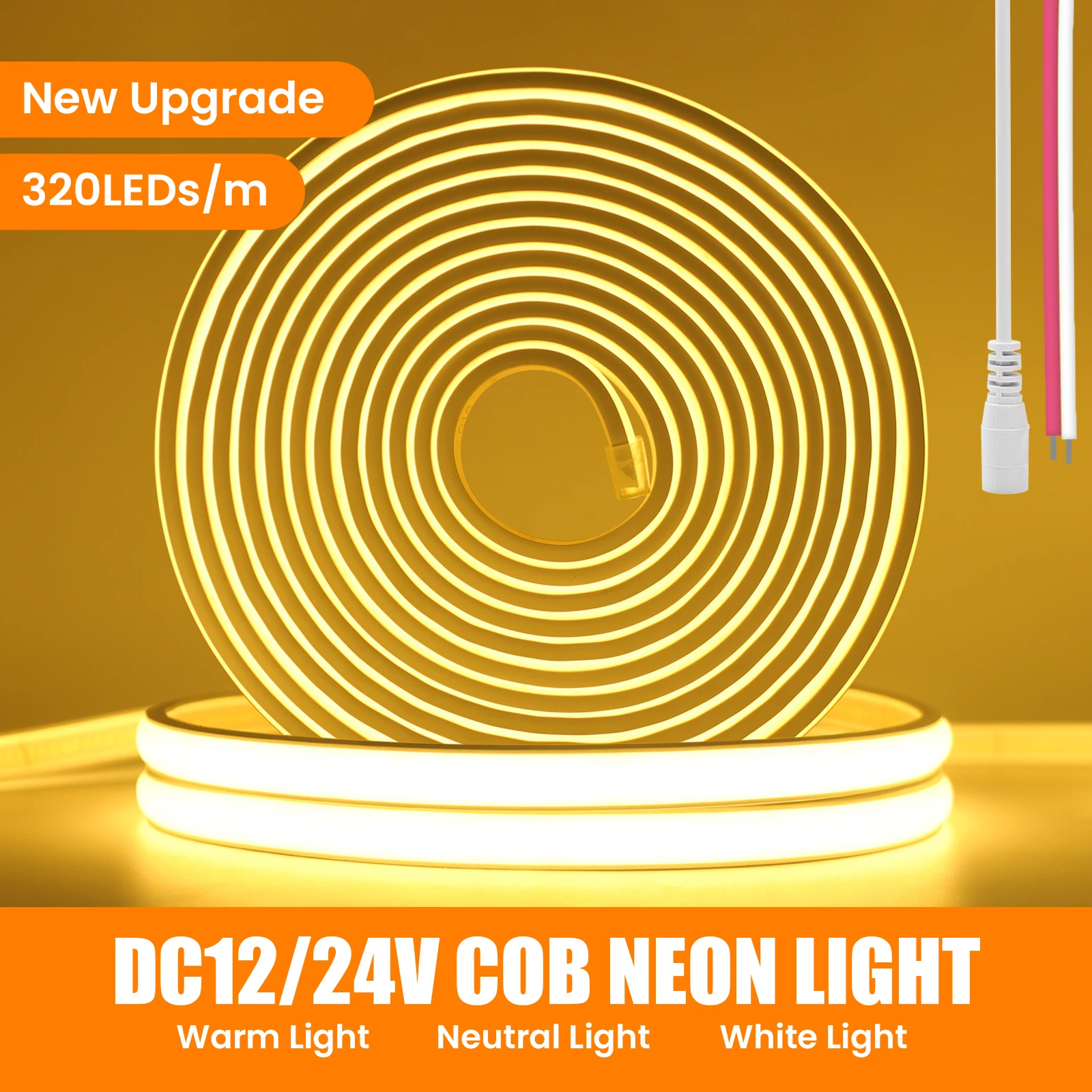 

COB LED Neon Strip Light DC12V 24V 320LEDs/m RA90 Flexible Outdoor LED Tape IP65 Waterproof Warm/Natural/White Kitchen Lighting