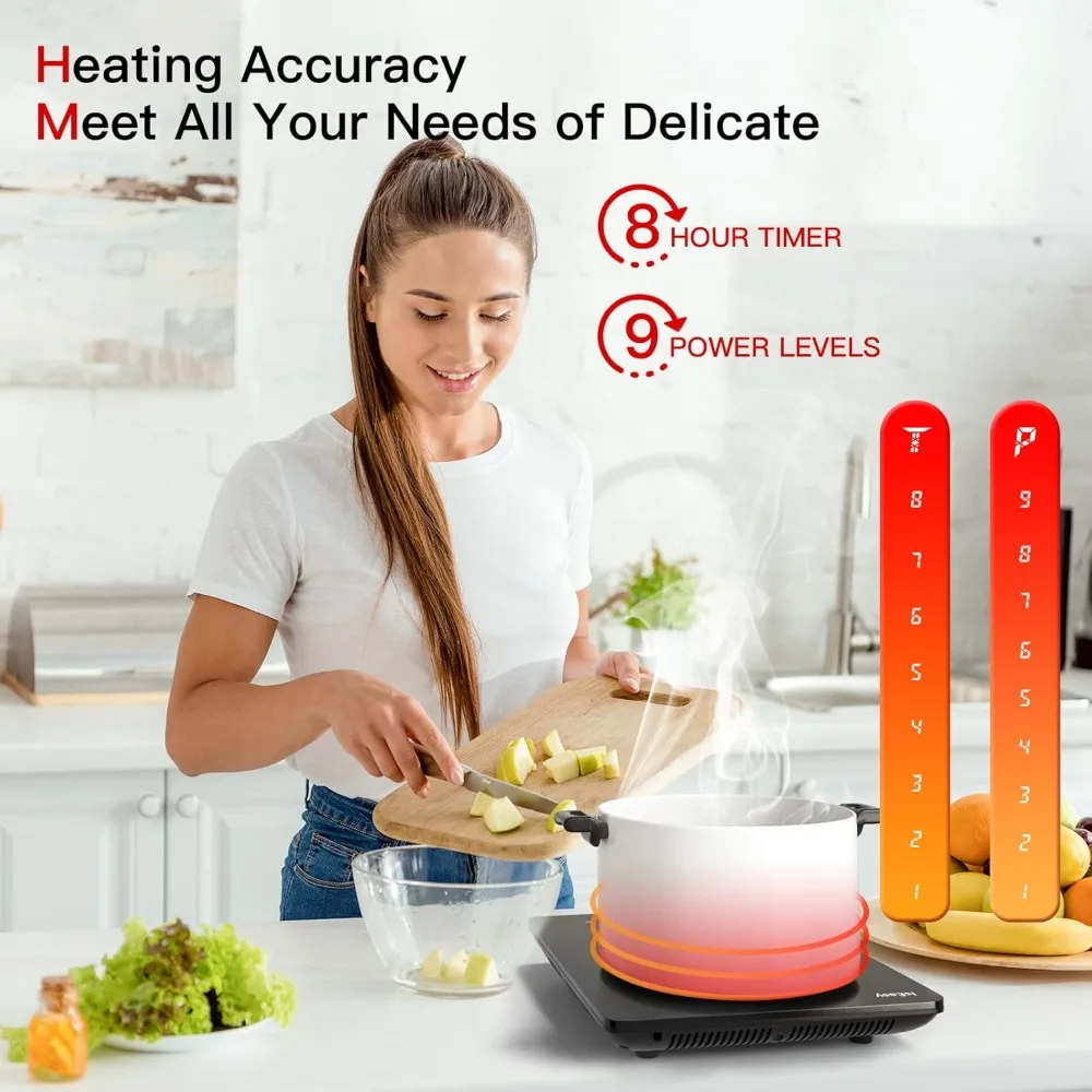 Placa de induccional portátil، placa de induccional eléctrica - (2000 W، autárquica، tactil، temporizador) - 1 منطقة