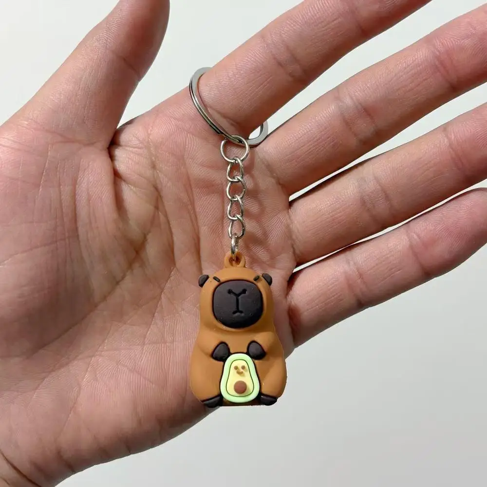 Niedliche Capybara Schlüssel bund Puppe Capibala Anhänger Fahrrad Rucksack Schlüssel Handy Anhänger Zubehör hässlich niedlich PVC weichen Gummi