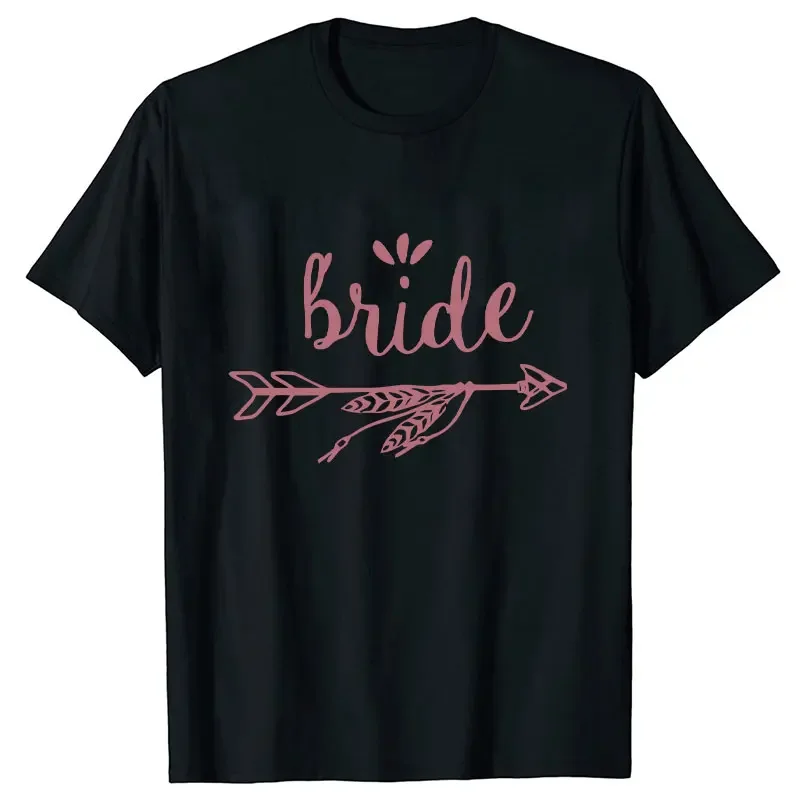 Team Bride Bridesmaid T-shirt Bachelorette Hen Party Tees Arrow Graphic Tshirt Friends Bridal Wedding Women Short Sleeve Tops