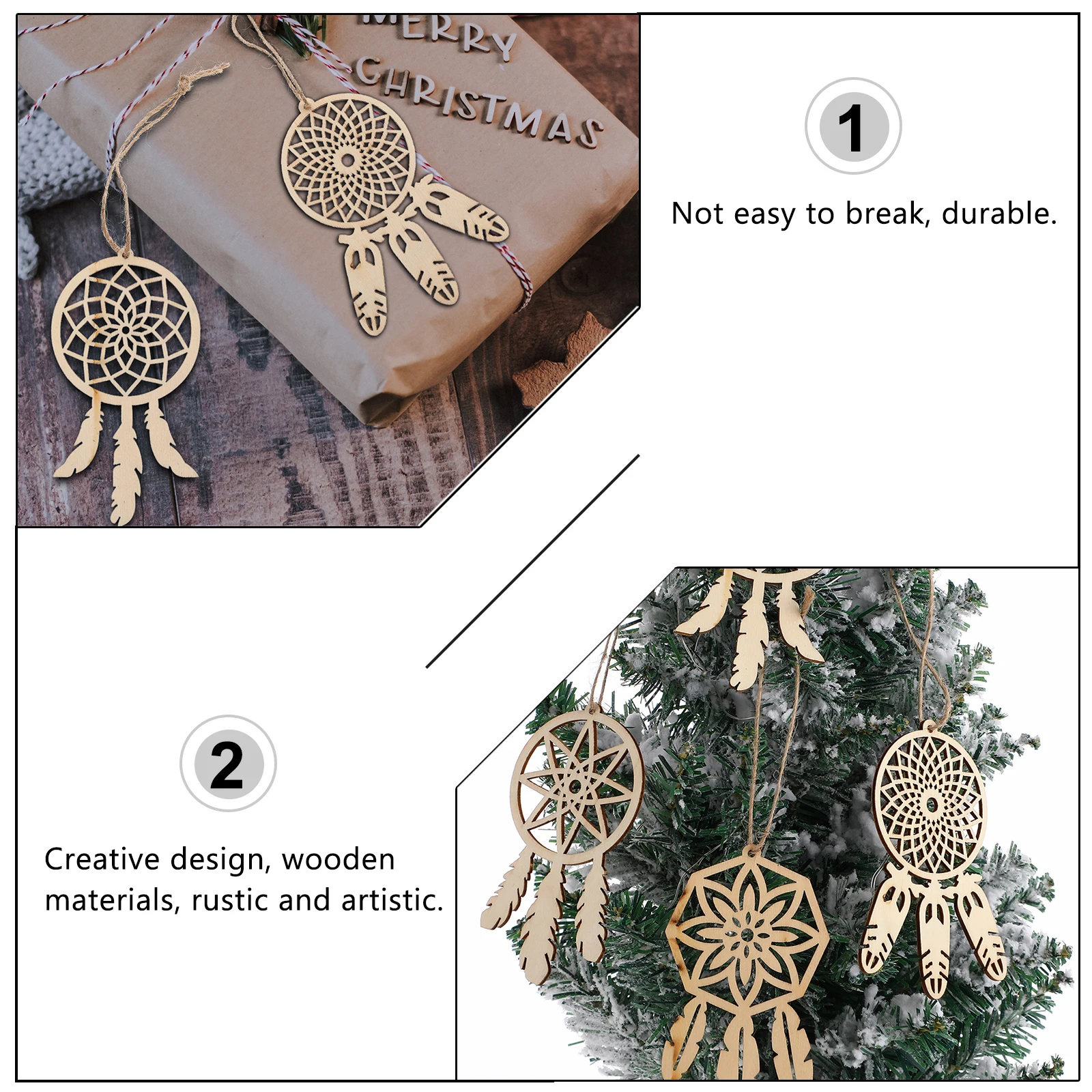 

40pcs Wooden Dream Catcher Pendant Unfinished DIY Kits Rustic Bedroom Hanging Ornaments Craft Supplies for Handmade Projects