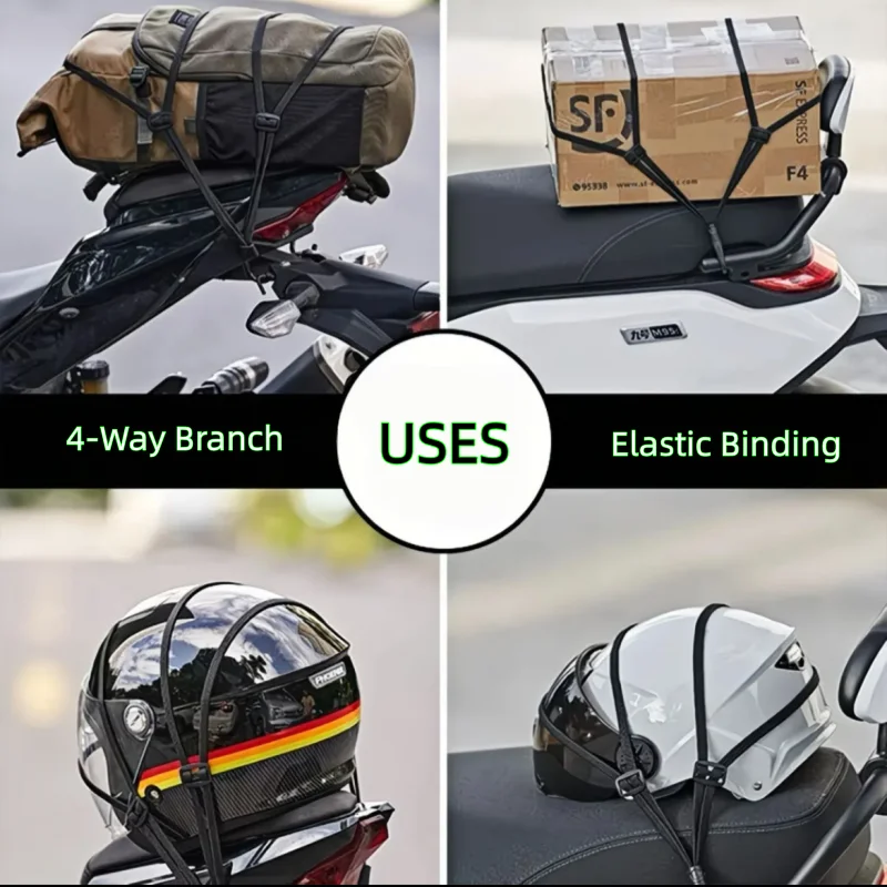 High-Strength Helmet Lock Strap (60/90cm), Weather-Resistant Elastic Cable for Securing Helmets to Motorcycles and Bikes