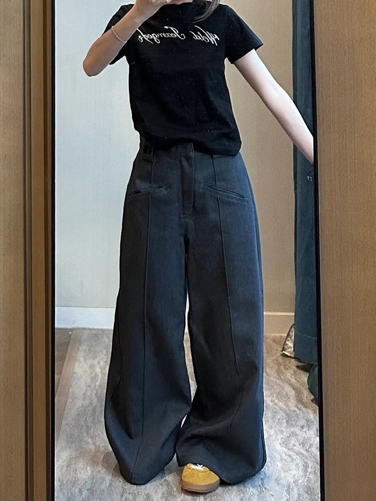 PBAP عادية عادي Pintuck بدلة واسعة السراويل النساء جيوب عالية الخصر مستقيم واسعة الساق ثنيات سراويل طويلة ملابس الصيف خمر #5