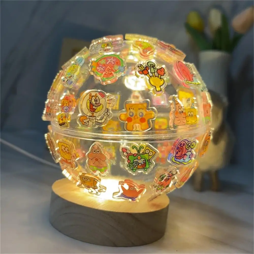 Cute Ball Lamps Acrylic Patch DIY Handmade Night Light Hot Anime Square Pants Desk Light Home Ornaments Decoration Kids Gifts