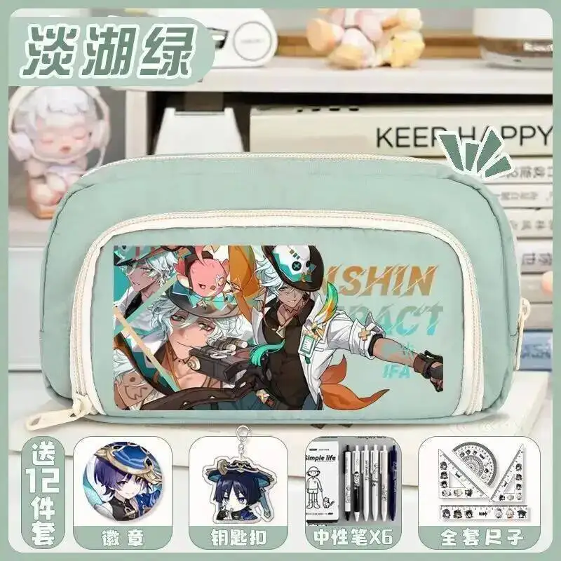 อนิเมะเกม 2025 GS อิมแพ็ค คอส ไอฟา ชาสกา วาเรซา อี้แอนซาน ซิตลาลี ฯลฯ กระเป๋าใส่ดินสอผ้าแคนวาสลายการ์ตูนแบบพกพา ขนาด 21x12x5 ซม. สำหรับทุกเพศ เหมาะสำหรับเป็นของขวัญ