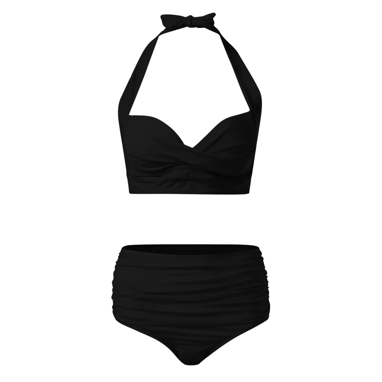 Bikini de cintura alta para mujer, traje de baño de 2 piezas, talla grande, estilo playero, 2024