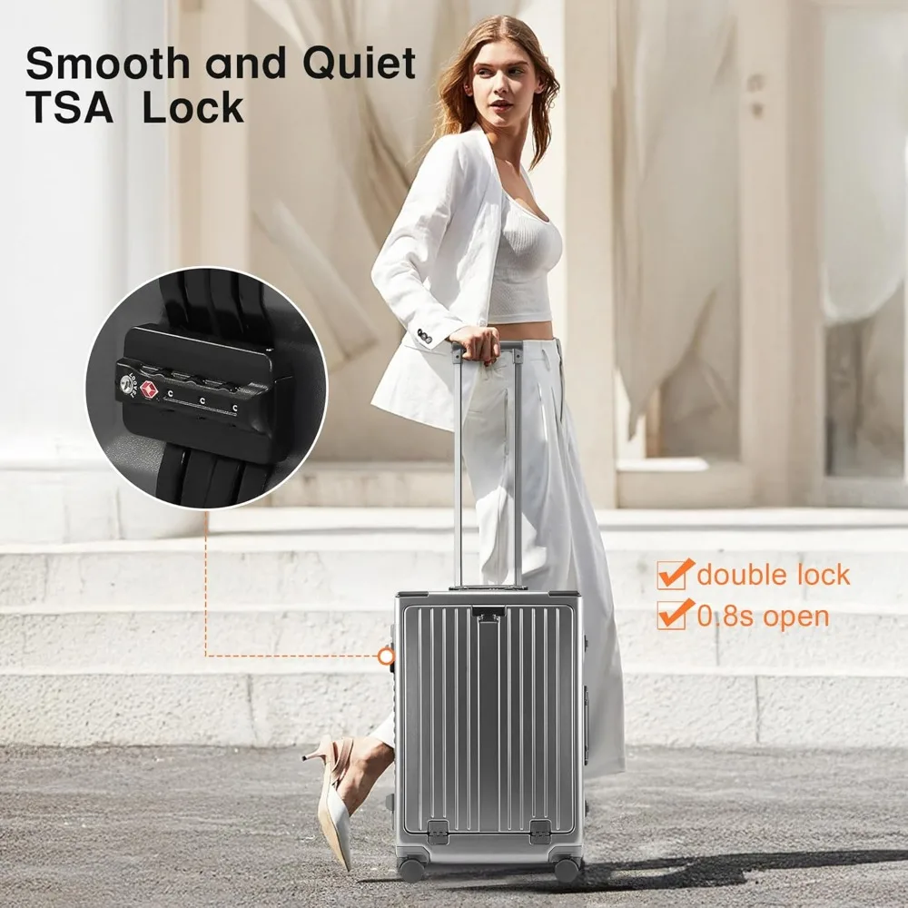 Luggage 22x14x9 Airline Approved Aluminum Frame, 20 Inch Hard Shell Carry On Luggage, Suitcase Carry-on Zipperless Lugg