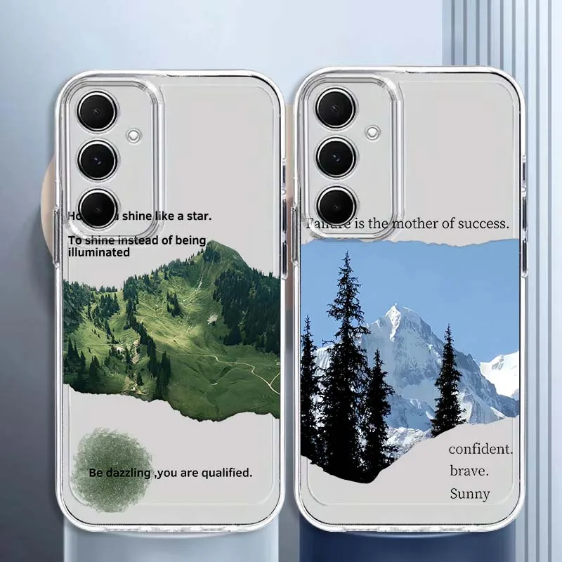Landscape pattern art Phone Case For Samsung Galaxy A73 A72 A71 A55 A54 A53 A52 A51 A33 A25 A22 A15 A14 A05 TPU Transparent