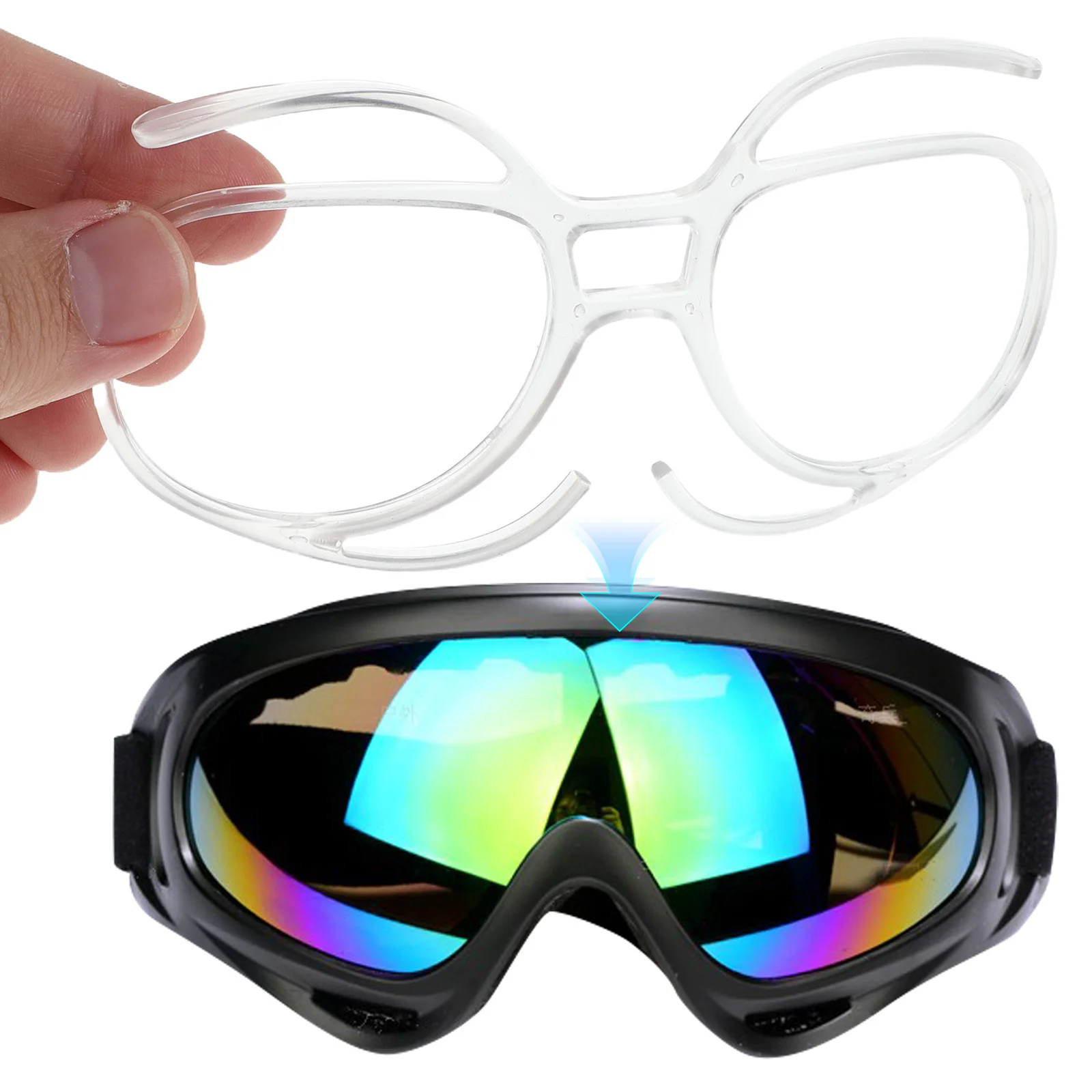 Universal Ski Goggle Rx إدراج إطار داخلي قابل للانحناء لعدسة طبية على الجليد نظارات مقاومة للرياح مريحة #3