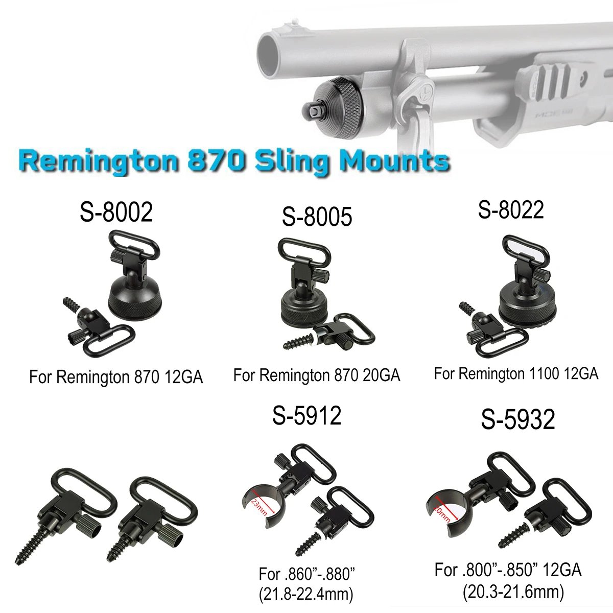 Zestaw montażowy wspornika zawiesia Remington 870 1100 Express 12GA 20GA Pokrywa Obrotowa podstawa z przegubem obrotowym Adapter do montażu zawiesia