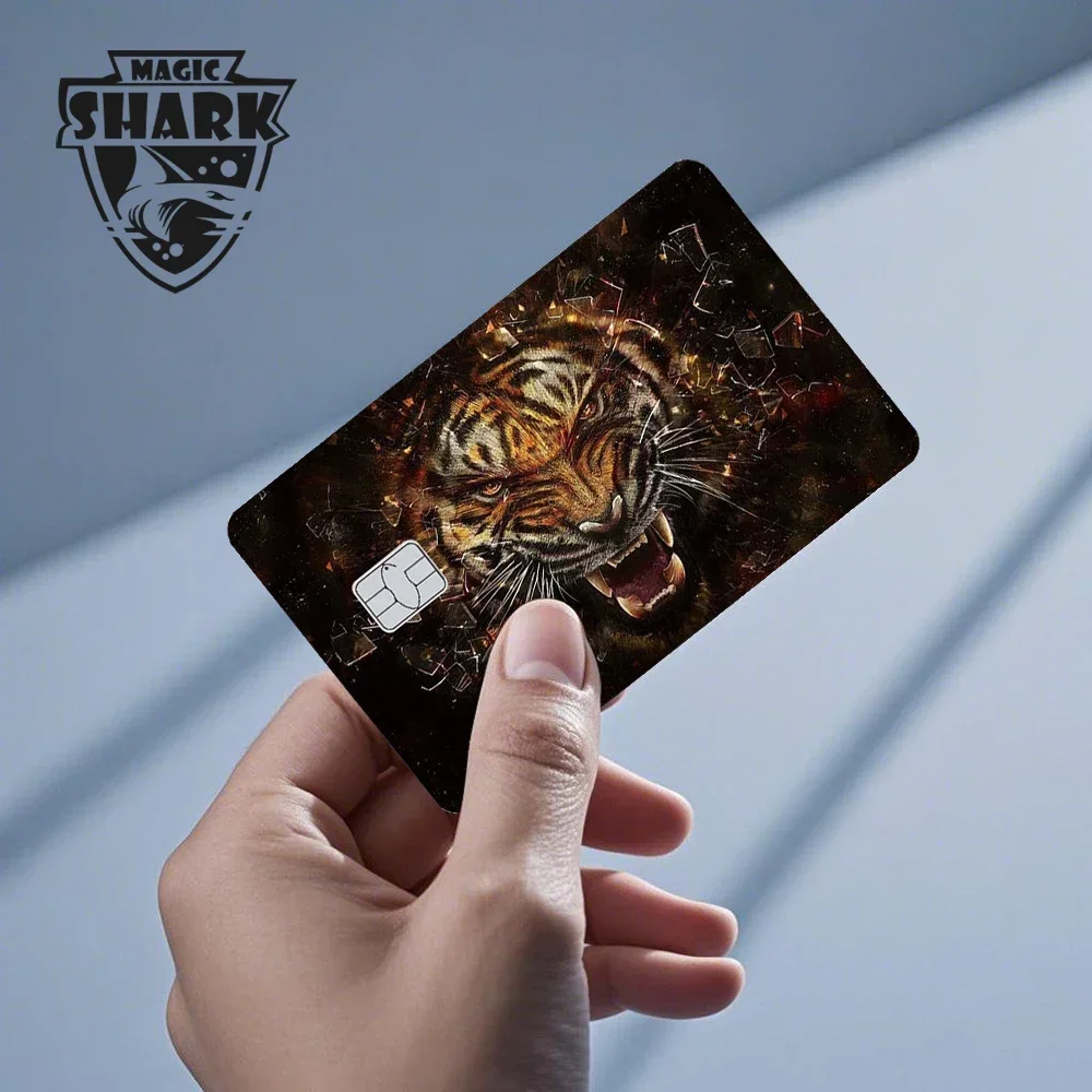 Tubarão mágico morcego crânio graffiti tigre pvc adesivo macio filme capa de pele para cartão de crédito de débito à prova dwaterproof água