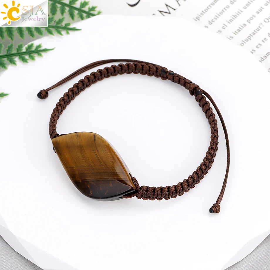 Naturstein Handgemachtes Geflochtenes Armband für Männer Trendy Pferdeauge Perle Heilung Amtheysten Kristall Armreif Armbänder Schmuck H616