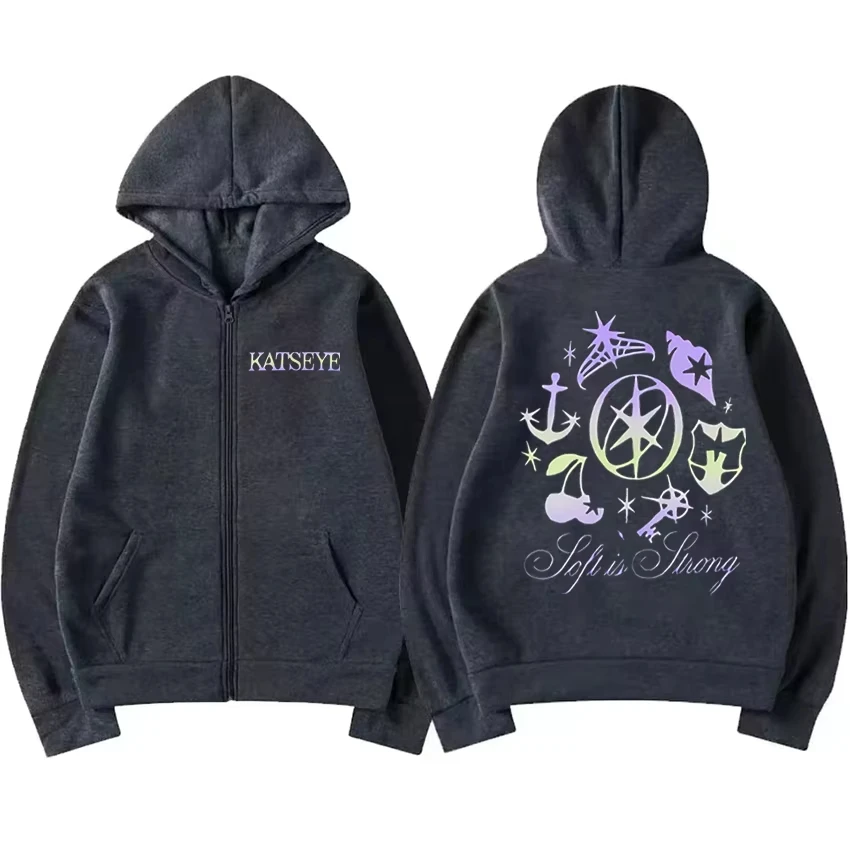 بدلة رياضية برسومات Katseye بغطاء للرأس عتيقة للرجال والنساء 2025 ملابس عصرية من الصوف معطف هيب هوب سترة فضفاضة ملابس خروج