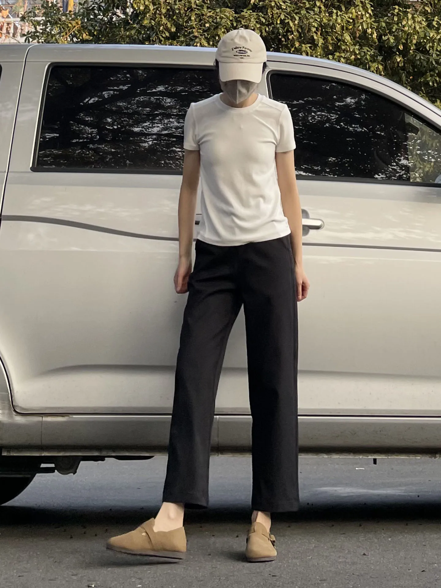 블랙 캐주얼 스트레이트 레그 팬츠 통근 스타일 여성 루즈핏 밴딩 허리 9부 기장 봄 신상