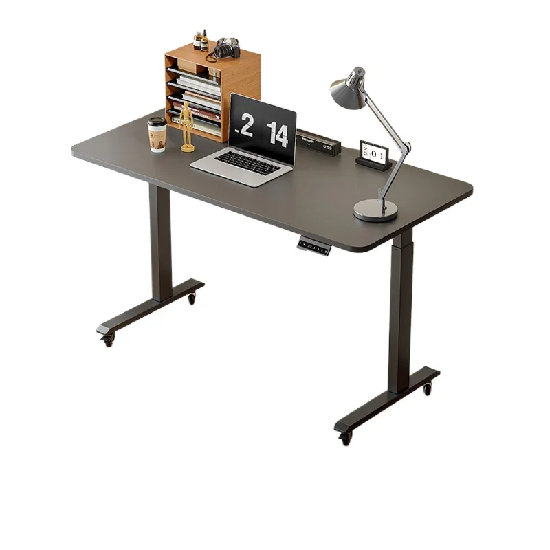 

Movable electric lift table black computer table with wheels desk desk