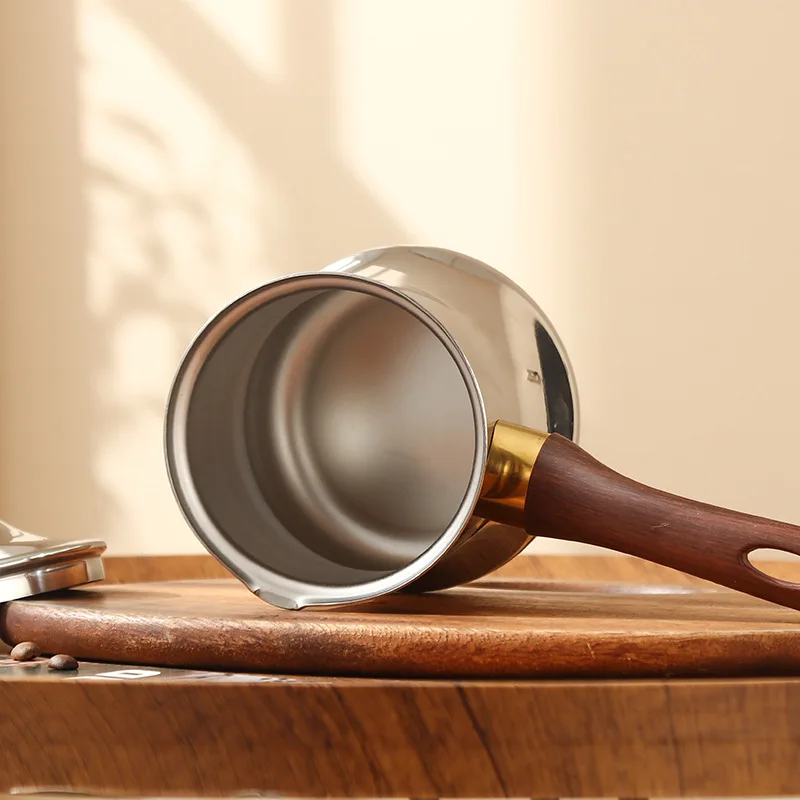 350/550/720 مللي إبريق قهوة تركي من الفولاذ المقاوم للصدأ مع مقبض طويل محمول لتدفئة الزبدة وعاء صهر الشوكولاتة للمطبخ