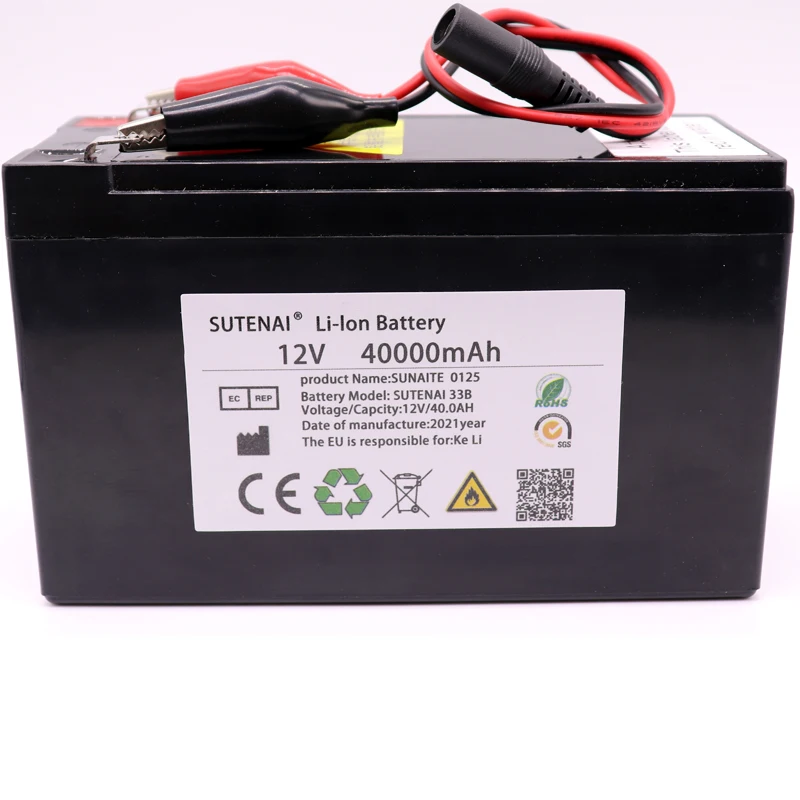Nowy akumulator litowy 12V 40Ah 26650 wbudowany wysoki prąd 30A BMS do opryskiwaczy, pojazd elektryczny Batterie + ładowarka 12.6V