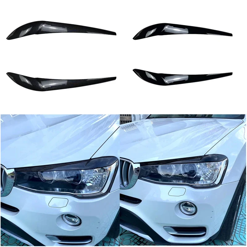 

Gloss Black ABS Plastic Headlight Eyelids Eyebrows Body Kit Sticker Tuning For BMW X3 F25 X4 F26 2014 2015 2016 2017 2018